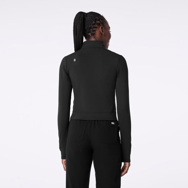 Women's Black ContourKnit Cropped Scrub Jacket
