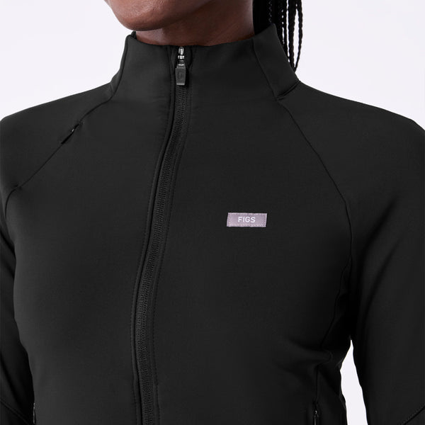 Women's Black ContourKnit Cropped Scrub Jacket