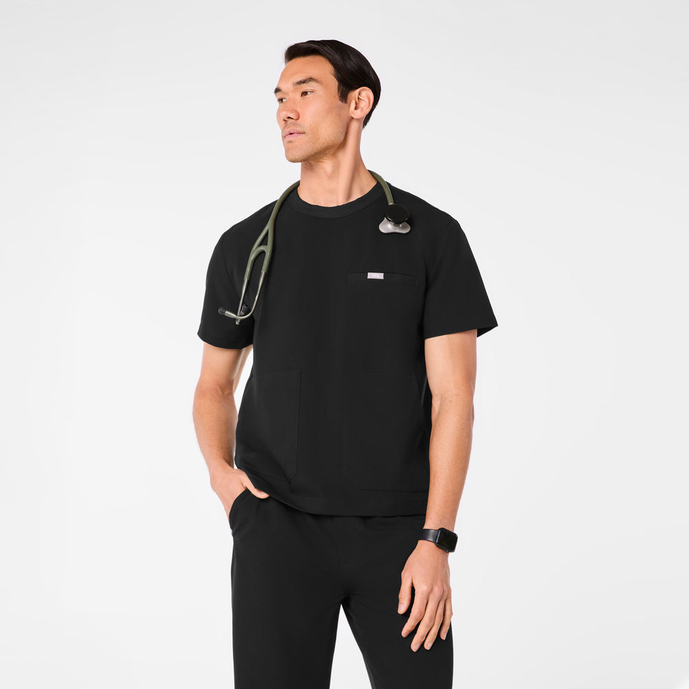 men's Black Landen - Crewneck Scrub Top