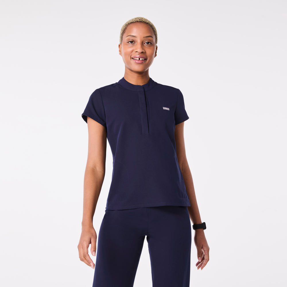 Women's Navy Francisca Henley - Scrub Top