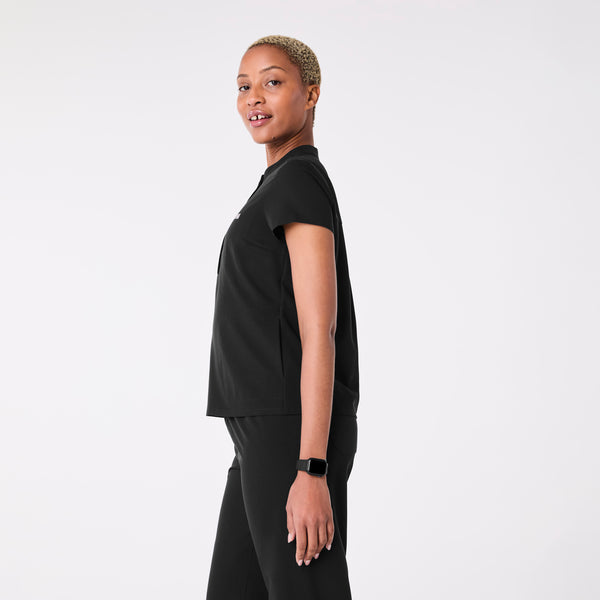 Women's Black Francisca Henley - Scrub Top