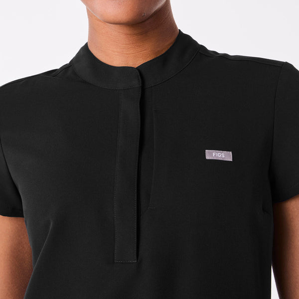 Women's Black Francisca Henley - Scrub Top