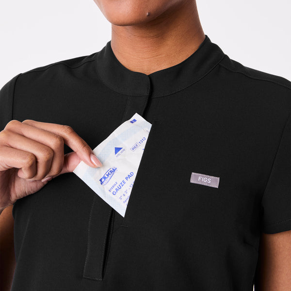 Women's Black Francisca Henley - Scrub Top