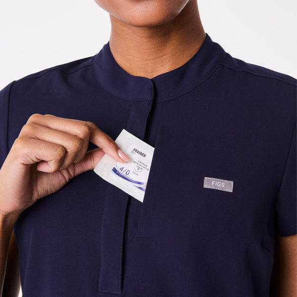 Women's Navy Francisca Henley - Scrub Top