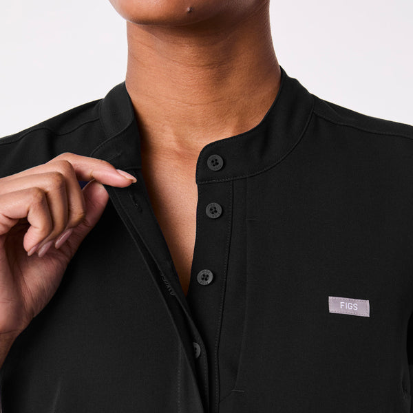 Women's Black Francisca Henley - Scrub Top