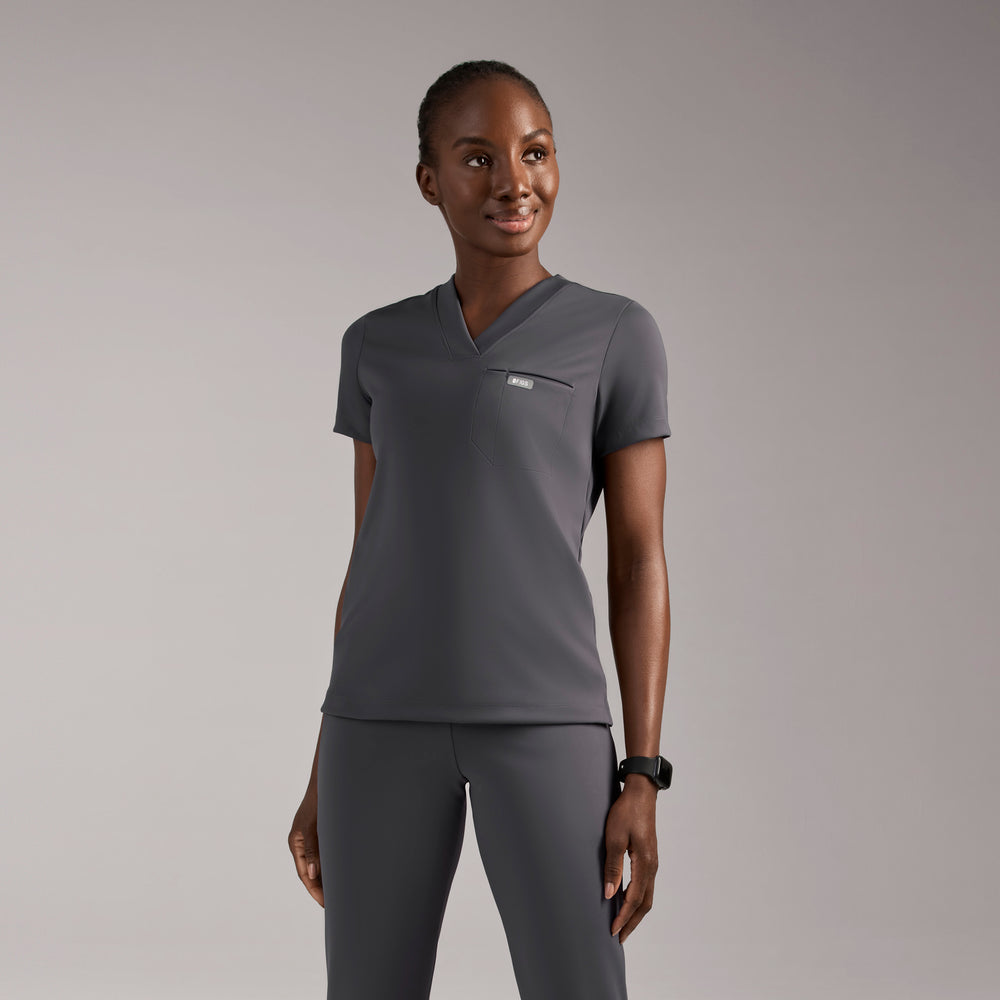 women's Charcoal Sona FORMx Slim V-Neck - Scrub Top™