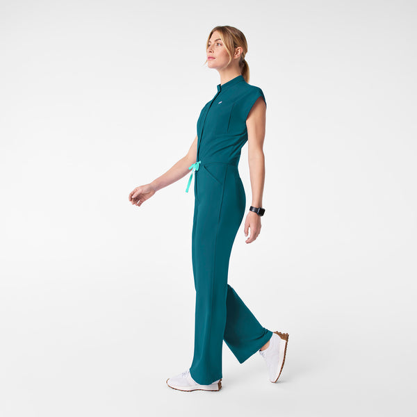 Women's Caribbean Blue Rafaela Wide-Leg - Petite ScrubJumpsuit™