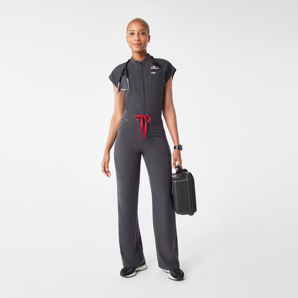 Women's Charcoal Rafaela Wide-Leg - Tall ScrubJumpsuit™