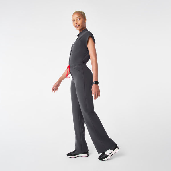 Women's Charcoal Rafaela Wide-Leg - Petite ScrubJumpsuit™