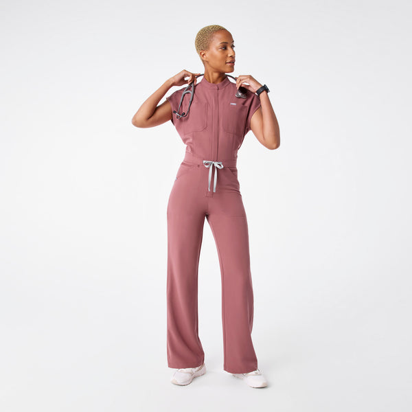 Women's Mauve Rafaela Wide-Leg - Petite ScrubJumpsuit™