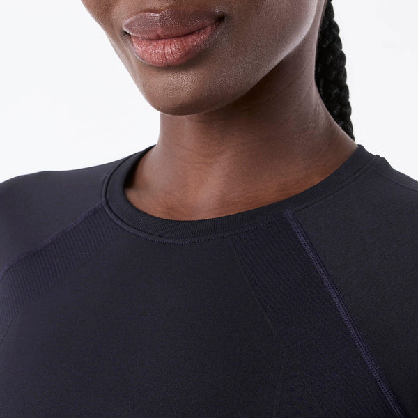 Women's Navy Salta Seamless Cropped - Long-Sleeve Underscrub
