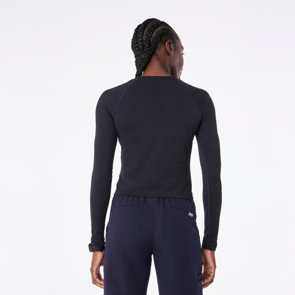 Women's Navy Salta Seamless Cropped - Long-Sleeve Underscrub
