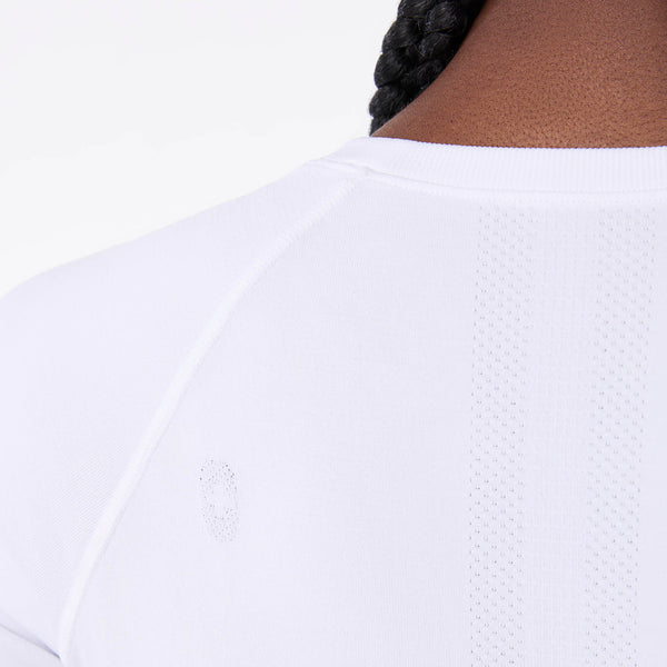 Women's White Salta Seamless Cropped - Long-Sleeve Underscrub