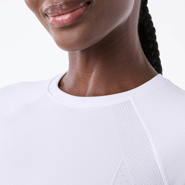 Women's White Salta Seamless Cropped - Long-Sleeve Underscrub