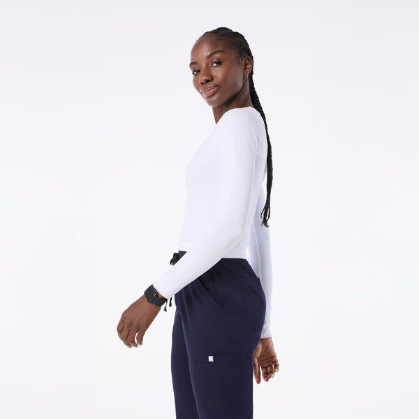 Women's White Salta Seamless Cropped - Long-Sleeve Underscrub