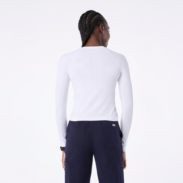 Women's White Salta Seamless Cropped - Long-Sleeve Underscrub