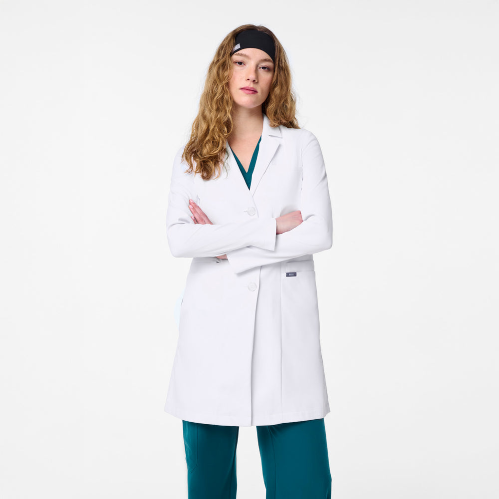 women's White Bellevue - Slim Long Lab Coat