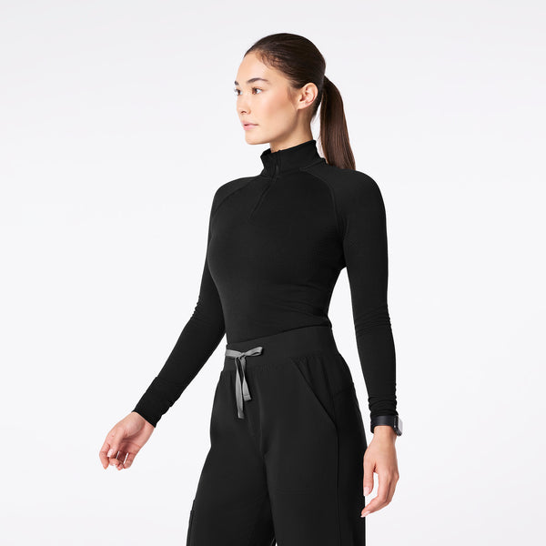 Women's Black Salta Seamless - ¼  Zip