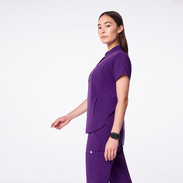 women's Digital Grape Montex - Mock Neck Scrub Top