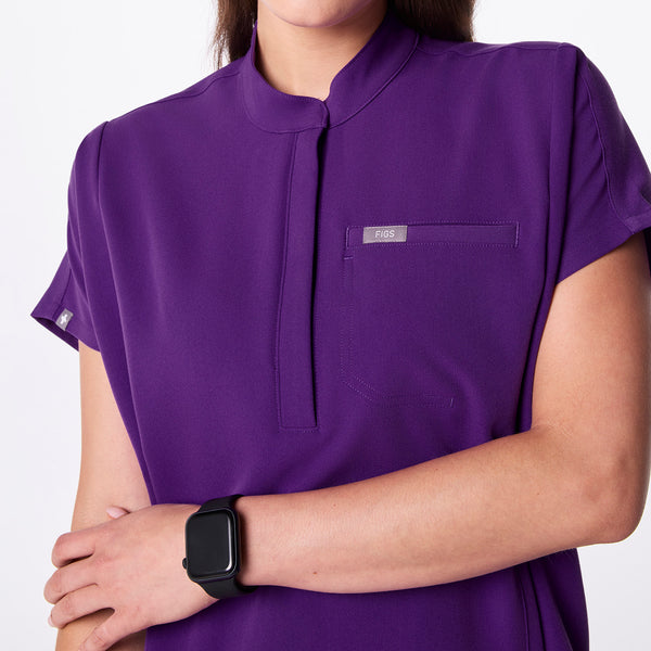 women's Digital Grape Montex - Mock Neck Scrub Top