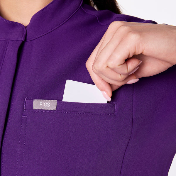 women's Digital Grape Montex - Mock Neck Scrub Top