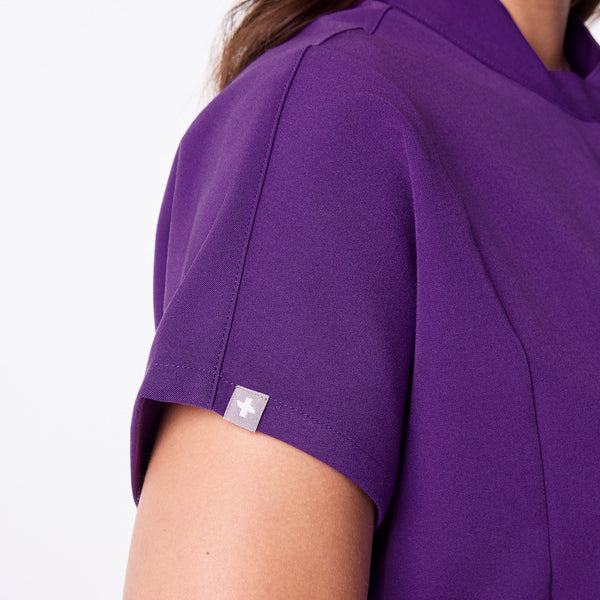 women's Digital Grape Montex - Mock Neck Scrub Top