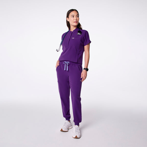 women's Digital Grape Montex - Mock Neck Scrub Top
