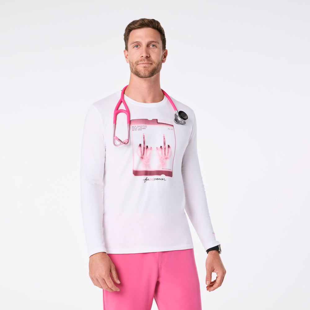 Men's White BCA F Cancer X-Ray - Long-Sleeve Underscrub