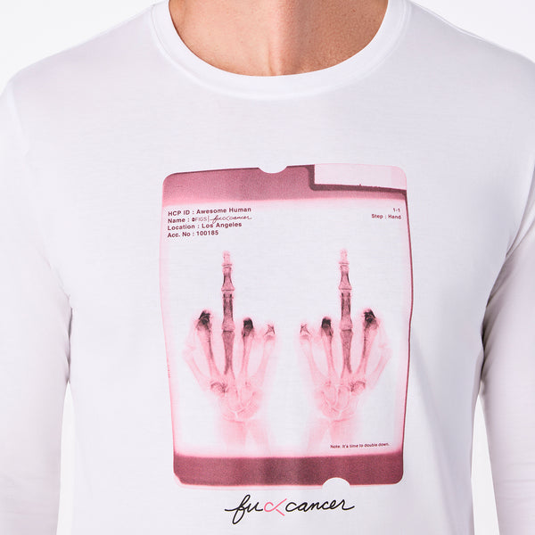 Men's White BCA F Cancer X-Ray - Long-Sleeve Underscrub