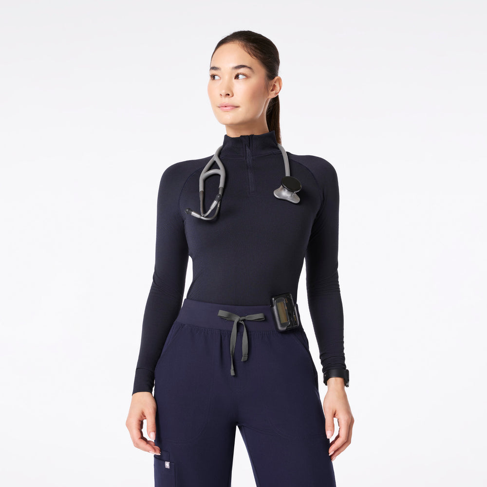 Women's Navy Salta Seamless ¼ Zip - Long-Sleeve Underscrub
