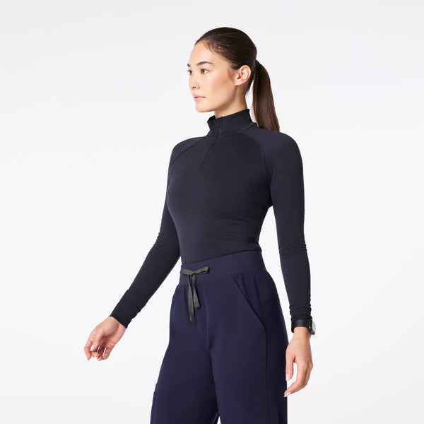 Women's Navy Salta Seamless ¼ Zip - Long-Sleeve Underscrub