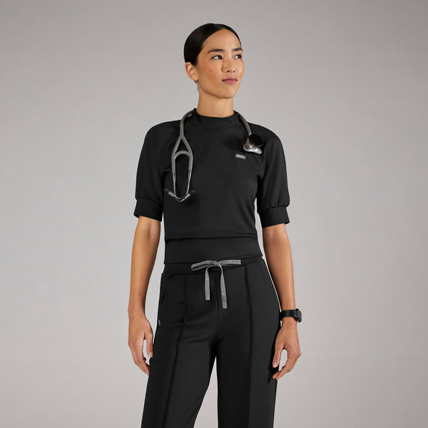 Women's Black Ora FORMx Slim Mock-Neck - Scrub Top™