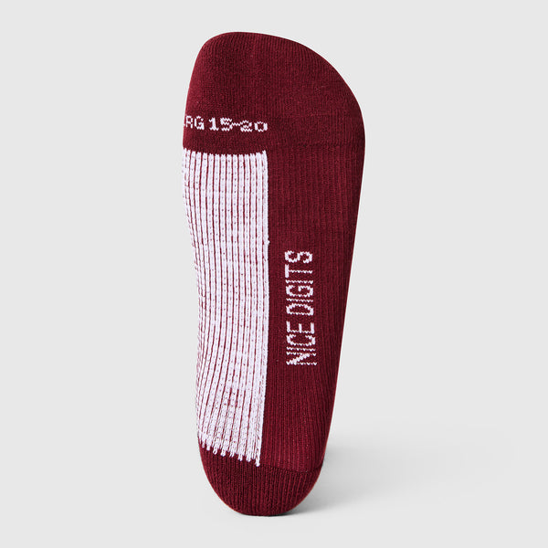 Unisex Burgundy Stripe FIGS | ArchTek® 15-20 mmHg - Crew Compression Socks