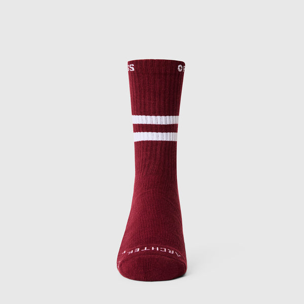 Unisex Burgundy Stripe FIGS | ArchTek® 15-20 mmHg - Crew Compression Socks