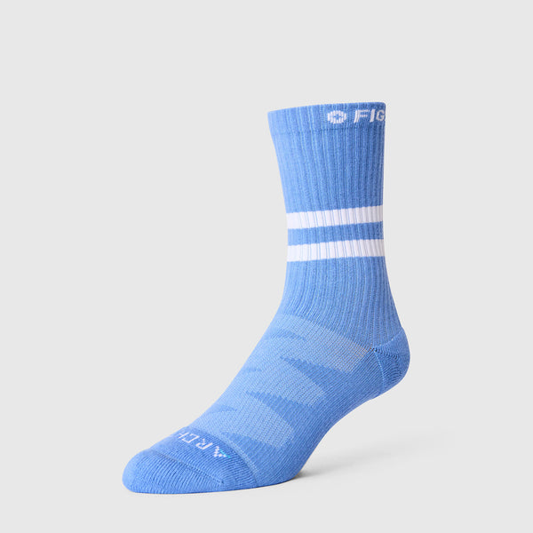 Unisex Ceil Blue Stripe FIGS | ArchTek® 15-20 mmHg - Crew Compression Socks