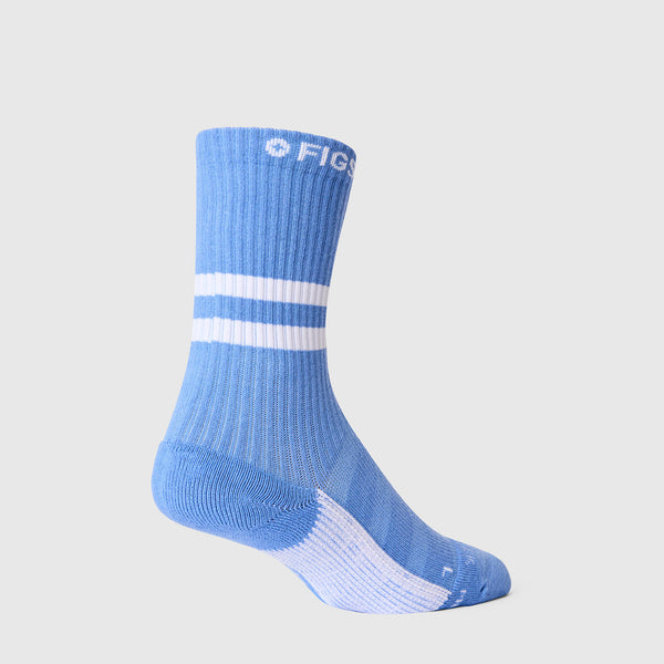 Unisex Ceil Blue Stripe FIGS | ArchTek® 15-20 mmHg - Crew Compression Socks