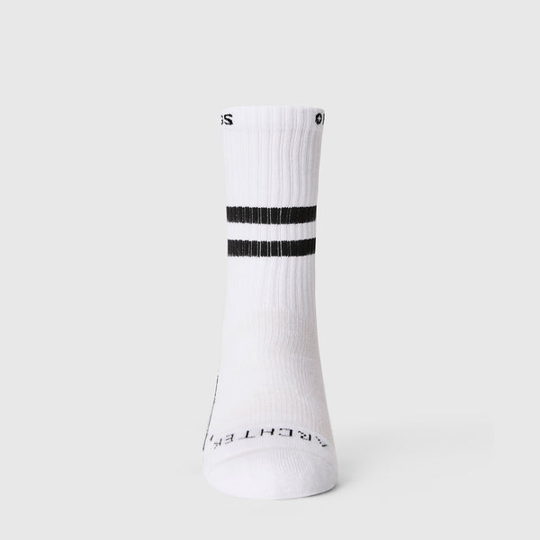 Unisex White Stripe FIGS | ArchTek® 15-20 mmHg - Crew Compression Socks