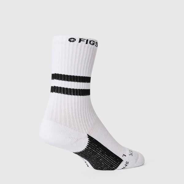 Unisex White Stripe FIGS | ArchTek® 15-20 mmHg - Crew Compression Socks