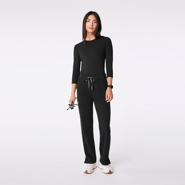 Women's Black Palmer Ribbed- ¾ Sleeve Underscrub