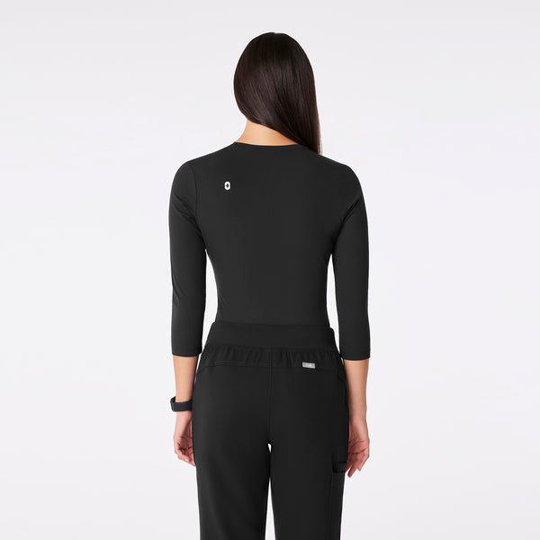 Women's Black Palmer Ribbed- ¾ Sleeve Underscrub