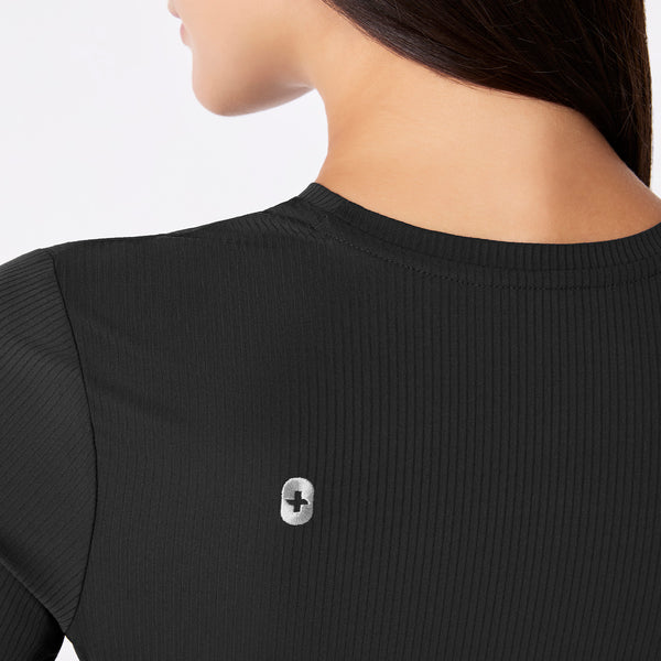 Women's Black Palmer Ribbed- ¾ Sleeve Underscrub