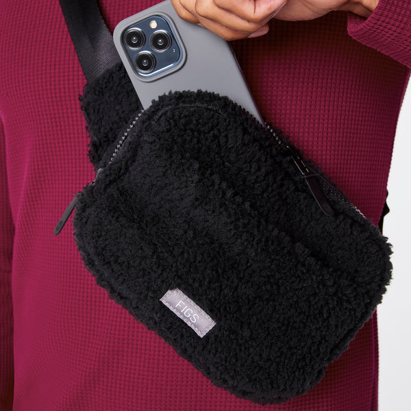 Black High-Pile Belt Bag