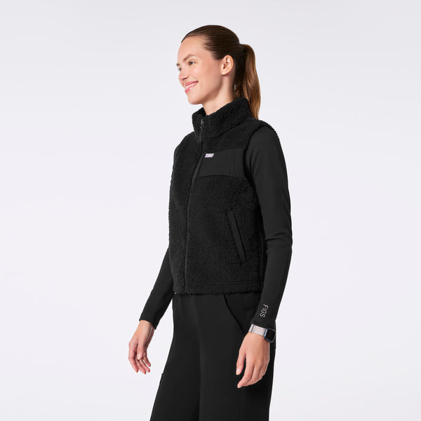 Women's Black High-Pile Vest