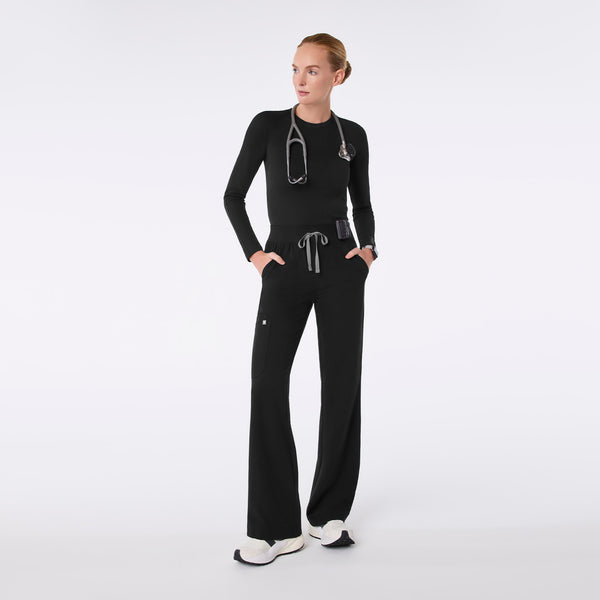 Women's Black Waffle - Long-Sleeve Underscrub