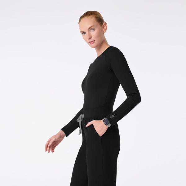 Women's Black Waffle - Long-Sleeve Underscrub