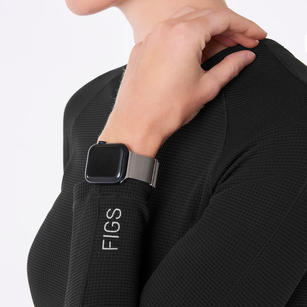 Women's Black Waffle - Long-Sleeve Underscrub