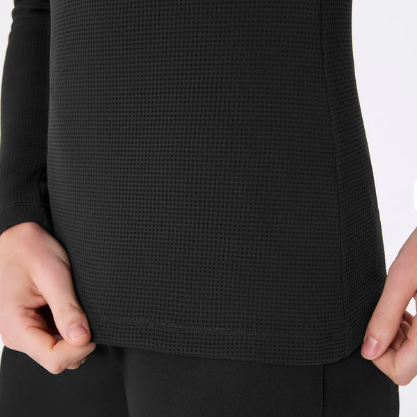 Women's Black Waffle - Long-Sleeve Underscrub