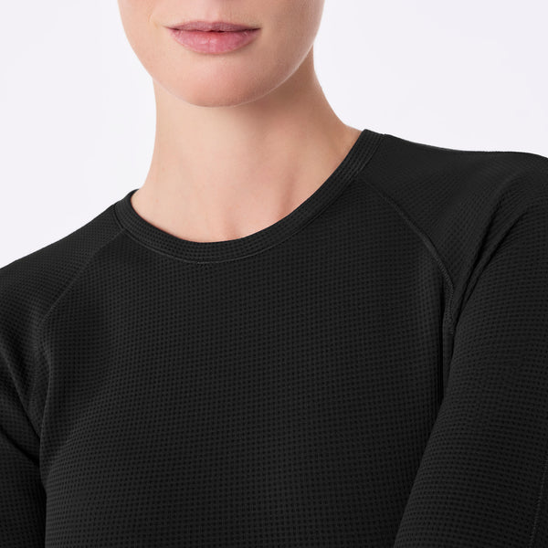 Women's Black Waffle - Long-Sleeve Underscrub