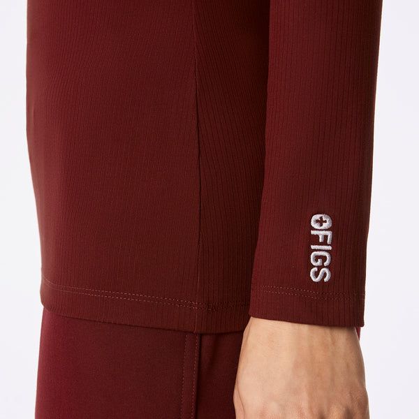 Women's Burgundy Palmer Ribbed- Long-Sleeve Underscrub