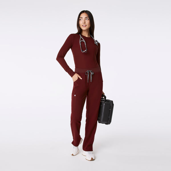 Women's Burgundy Palmer Ribbed- Long-Sleeve Underscrub